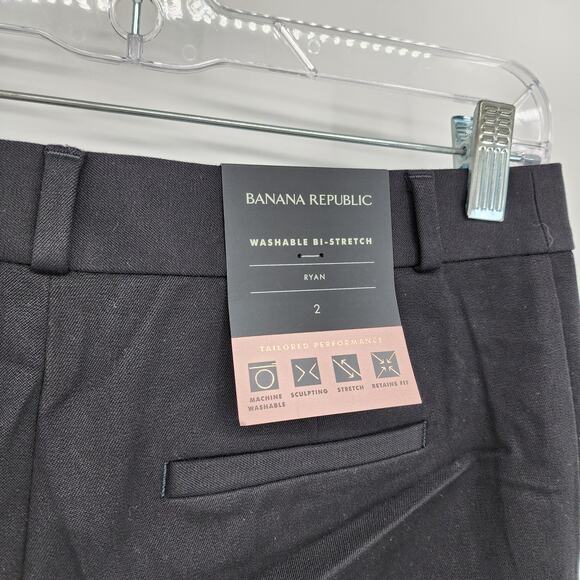 Banana Republic Ryan Slim Straight-Fit Washable Bi-Stretch Pant Black Size 2 NWT - Picture 4 of 9